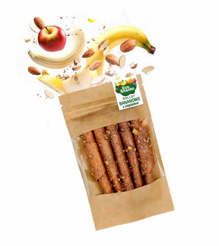 Przejdź do produktu Rollsy bananowe z migdałami 50g naturalne źródło witamin potasu i magenzu