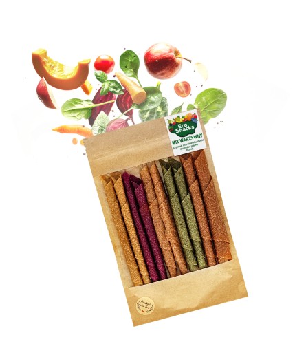 Przejdź do produktu Rollsy Warzywne MIX 5 smaków 110g must have w każdej torebce